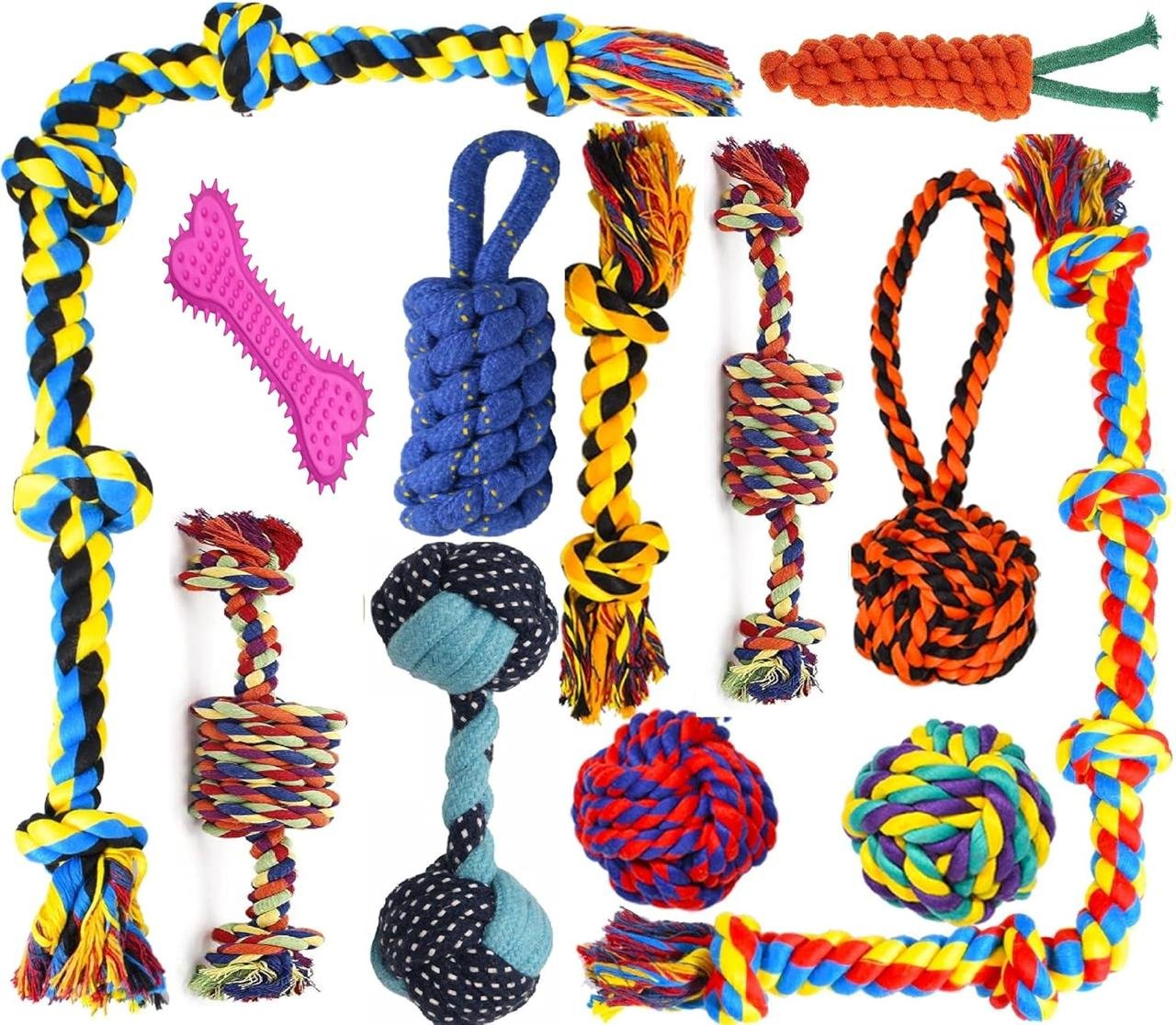 Dog And Puppy Toy Set - Chew Teething Rope And Tug