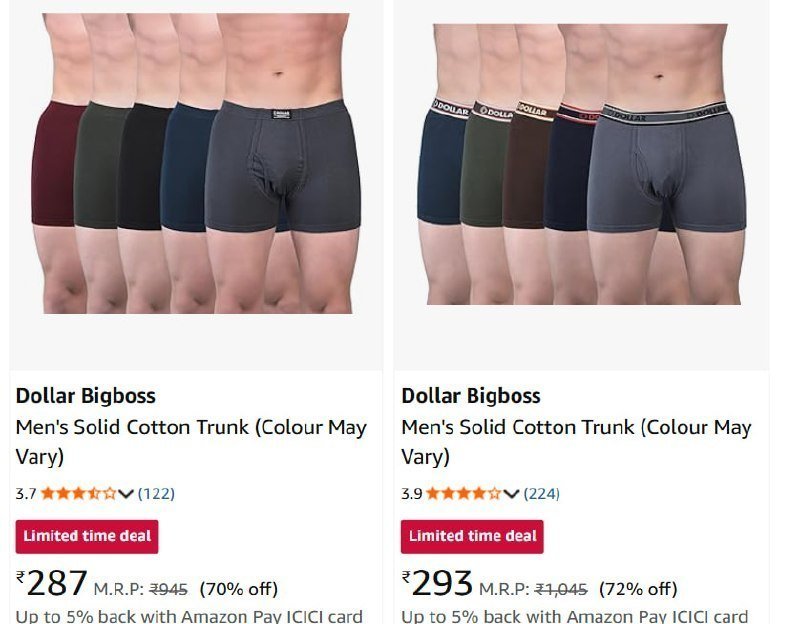 Dollar Big Boss Men Trunks (pack Of 5) 287 Ch