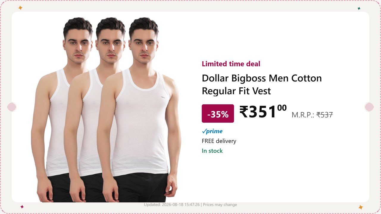 Dollar Bigboss Men Cotton Regular Fit Vest 35