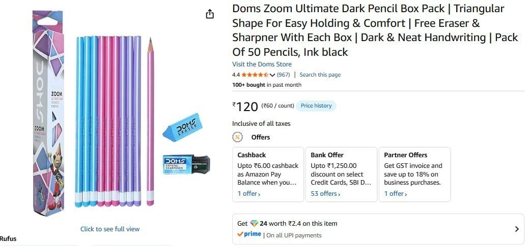Doms Zoom Ultimate Dark Pencil Box 50 Pack 12