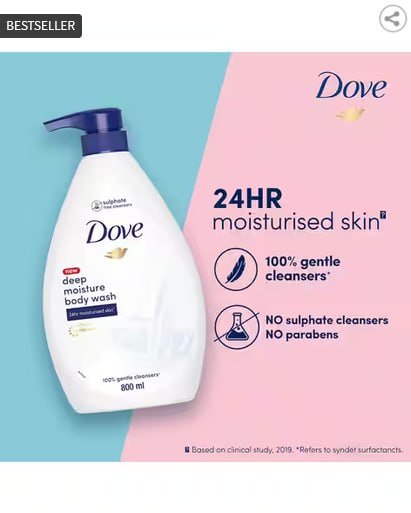 Dove Deep Moisture Body Wash (800 Ml) 319 Mrp