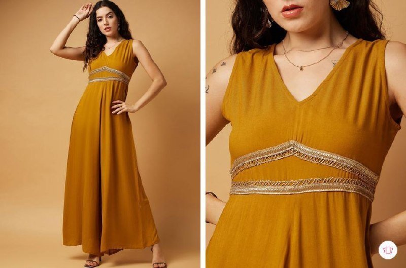 Drape And Dazzle Ethnic V-neck Basic Jumpsuit