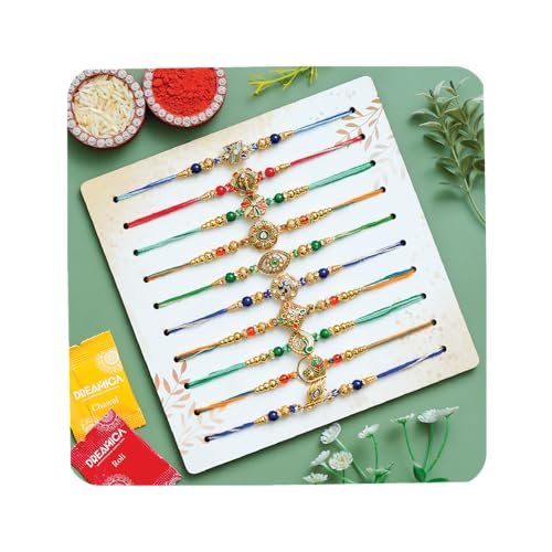 Dreamica Set Of 10 Rakhi With Greeting Card A