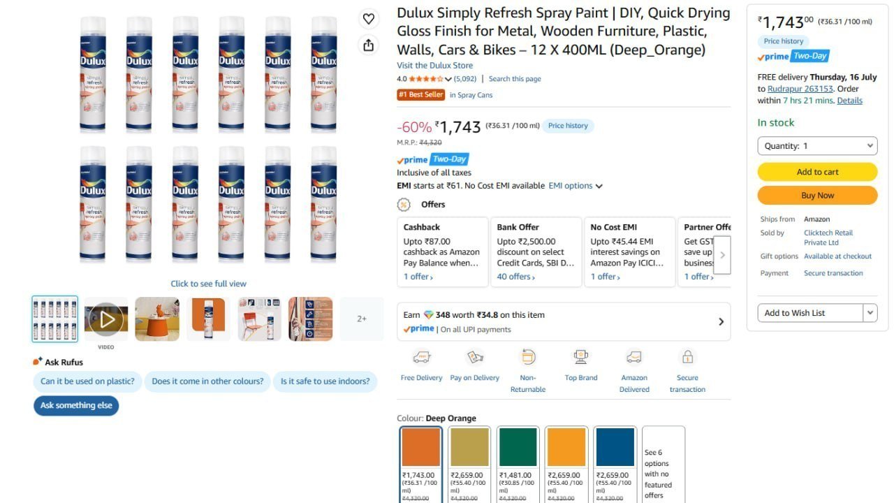 Dulux Simply Refresh Spray Paint (400ml) 1743