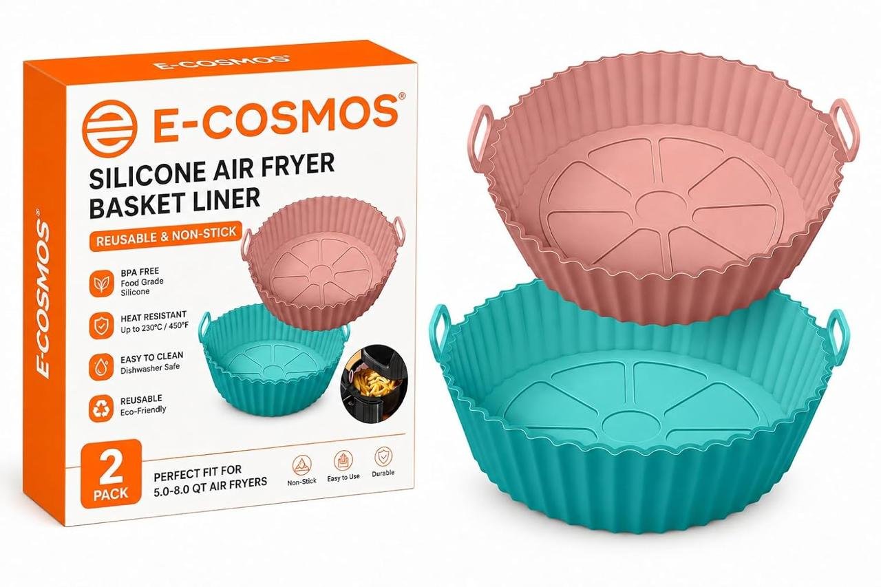 E-cosmos Nonstick Round Silicone Air Fryer Liners 