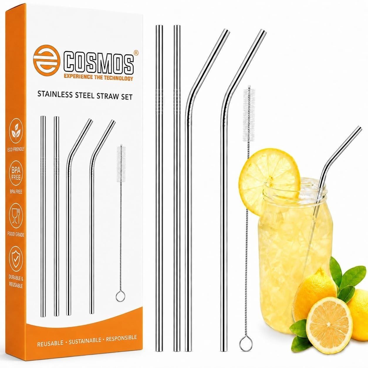 E-cosmos Reusable Stainless Steel Straws 78