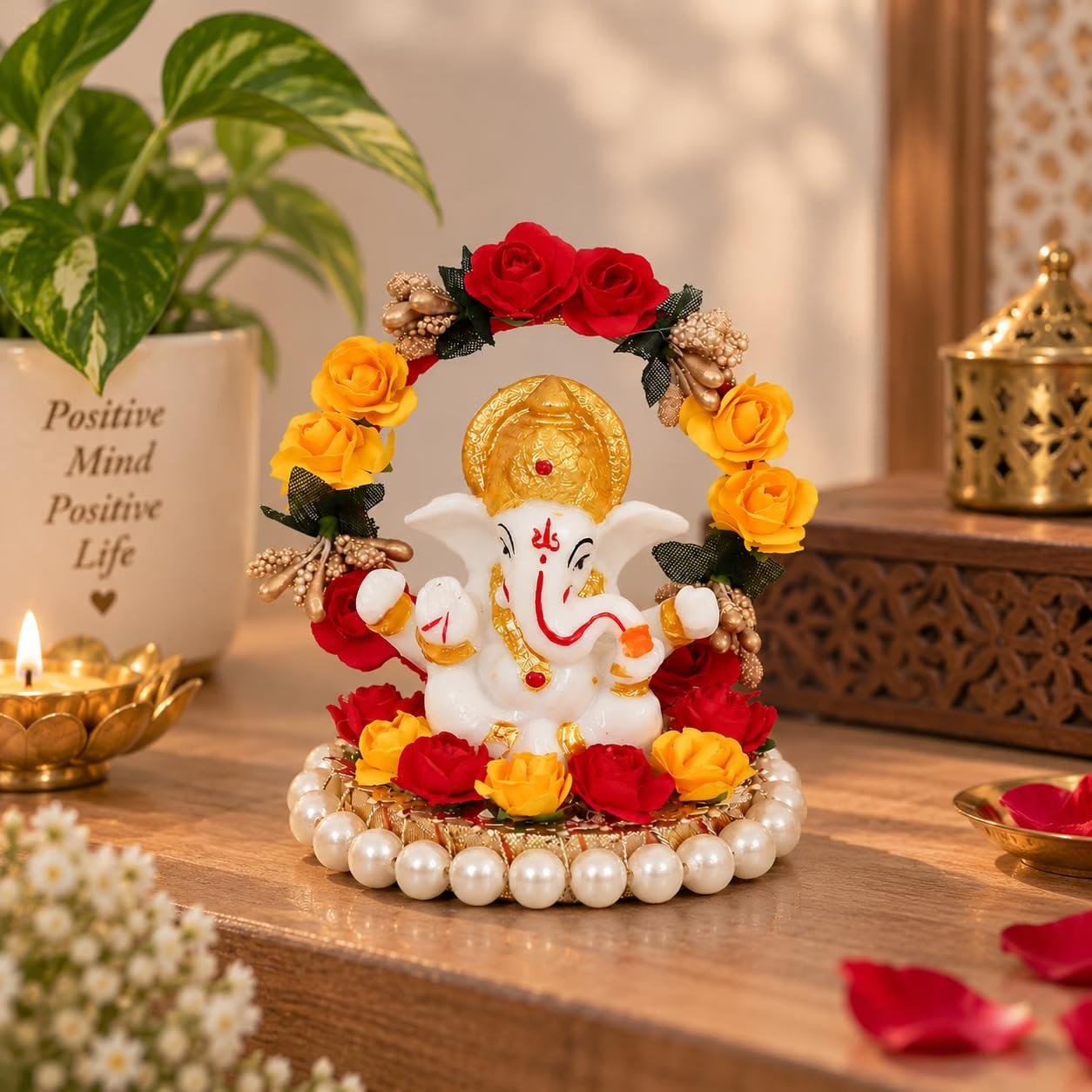 Ecraftindia Resin Lord Ganesha Idol On Decorative 