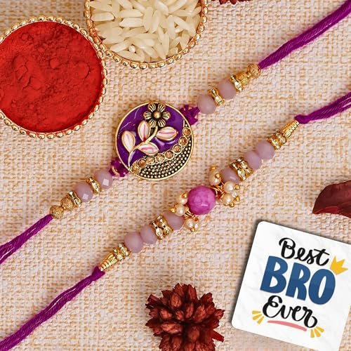 Ecraftindia Set Of 2 Purple Floral Pearl Desi
