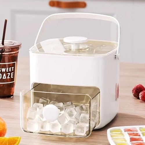 Egnore Double Layer Ice Cube Maker With Storage Box Bpa- Plastic Push-button