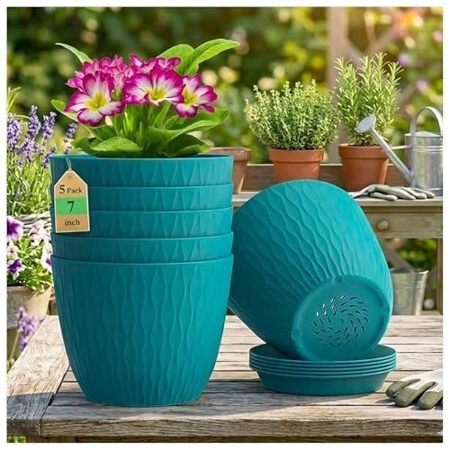 Eightiz (pack Of 5 6 Inch Plastic Flower Pots