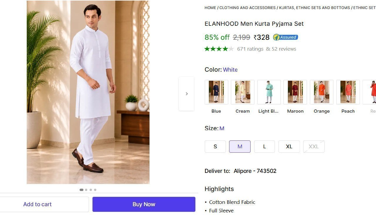 Elanhood Men S Kurta Pyjama Set 328