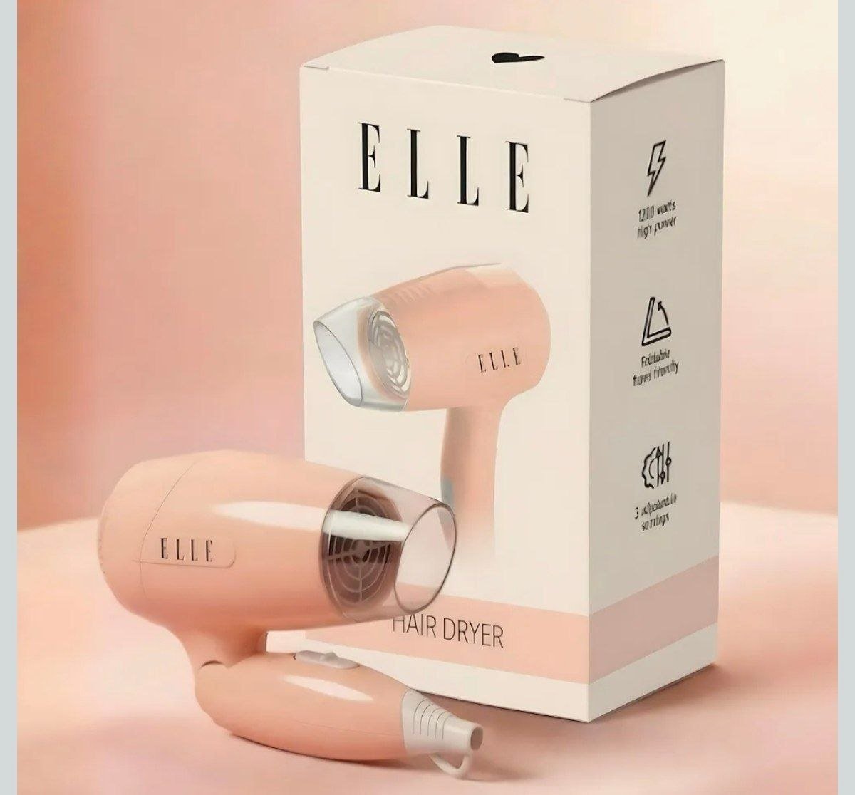 Elle Hair Dryer 1200w Foldable 3 Heat Cool Sh