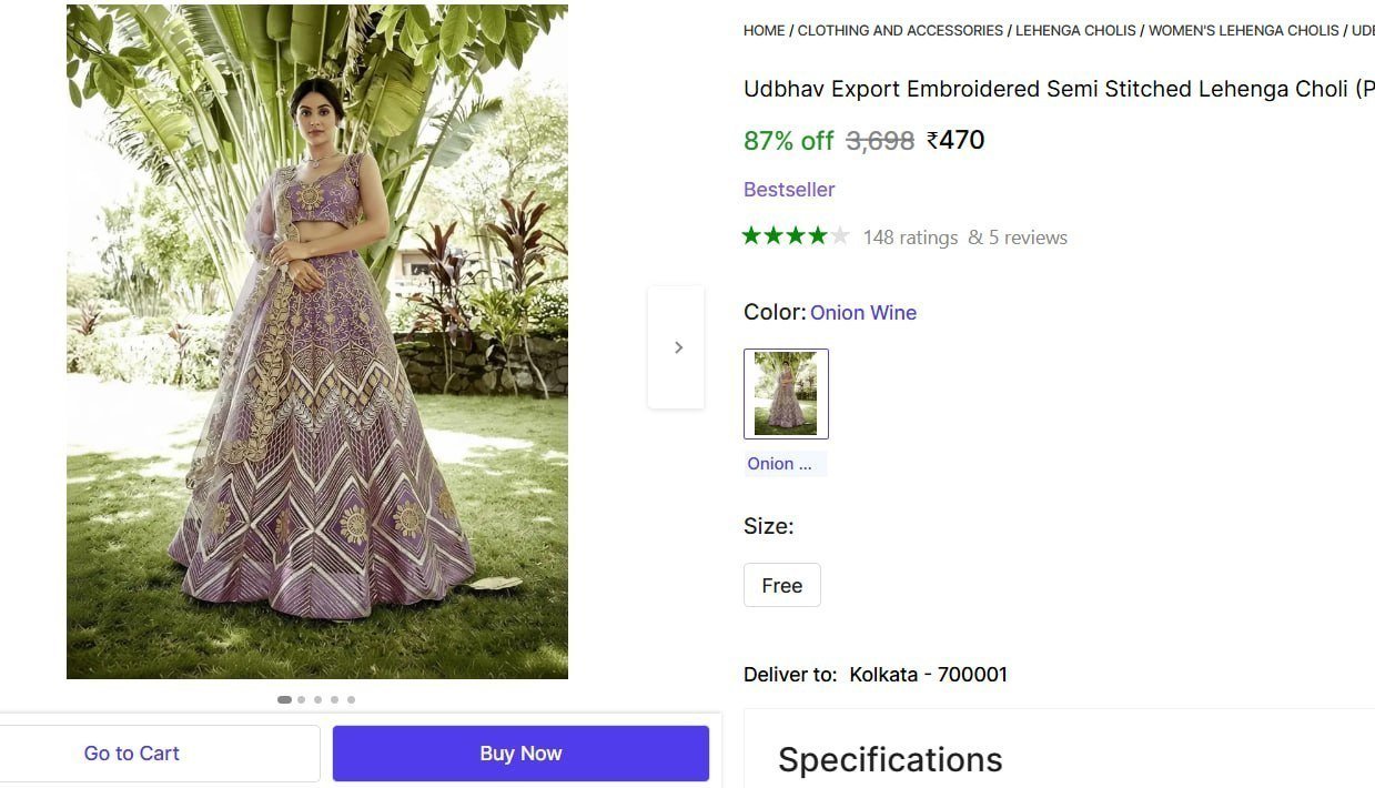 Embroidered Semi Stitched Lehenga Choli (purp
