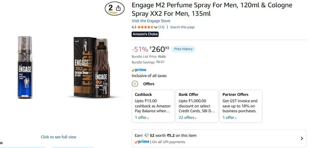 Engage M2 Perfume Pack Of 2 260