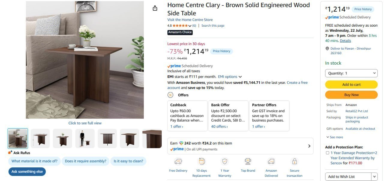 Engineered Wood Side Table 1214