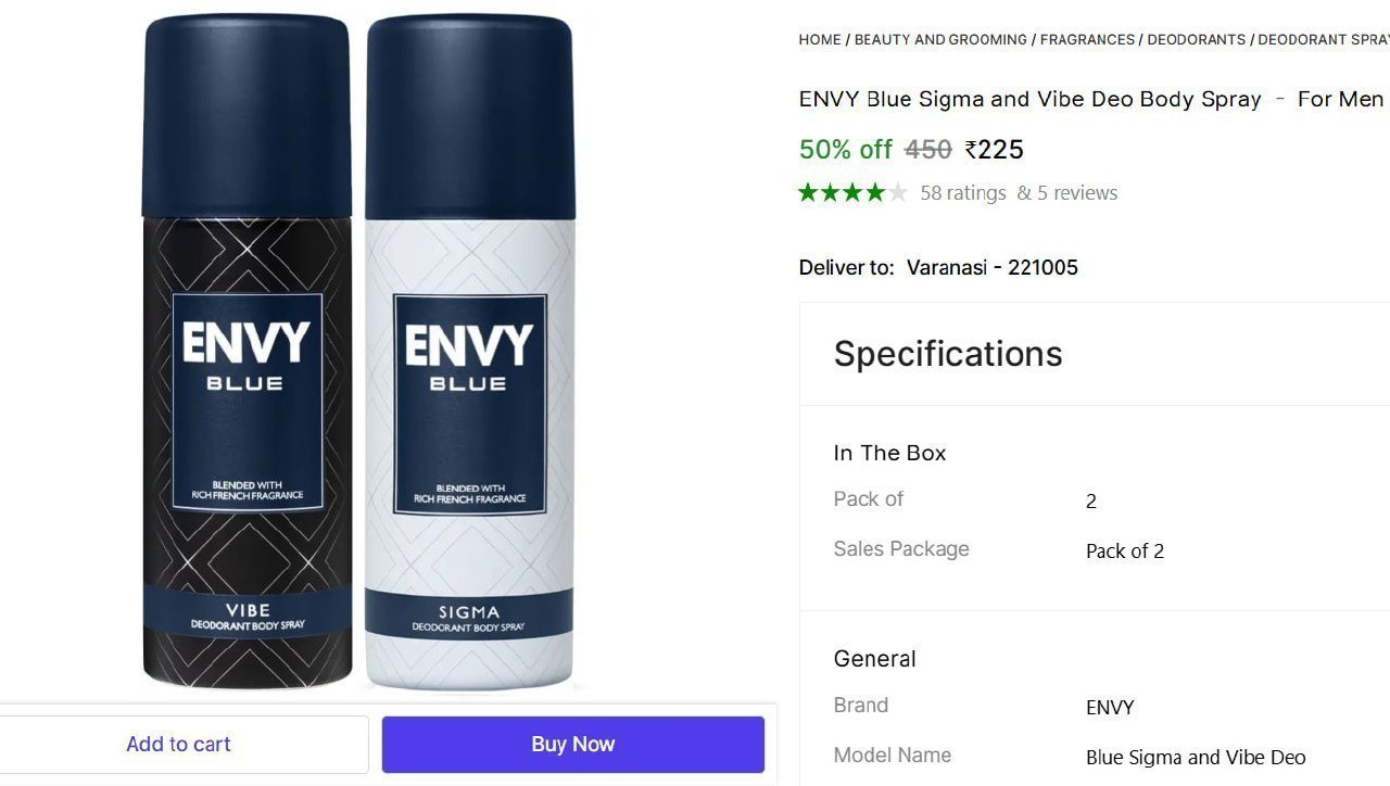 Envy Deo Body Spray - For Men (330 Ml Pack Of