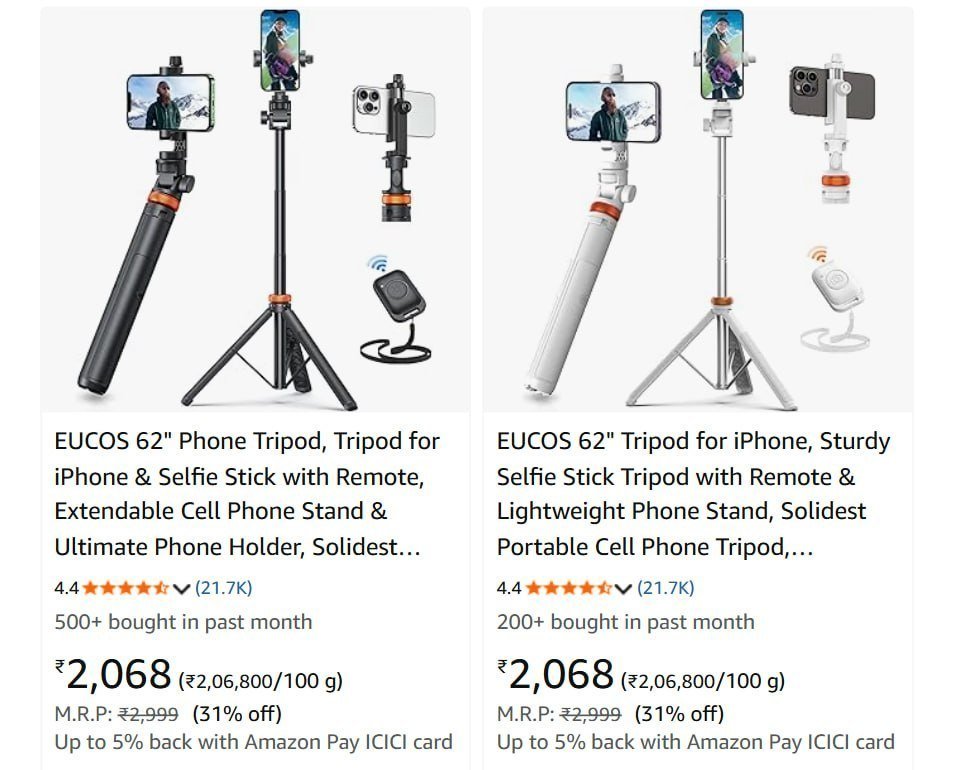 Eucos Selfie Stick Tripod With Remote Control 2068