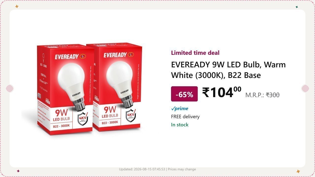Eveready 9w Led Bulb Pack Of 2 104min Buy 2 Q