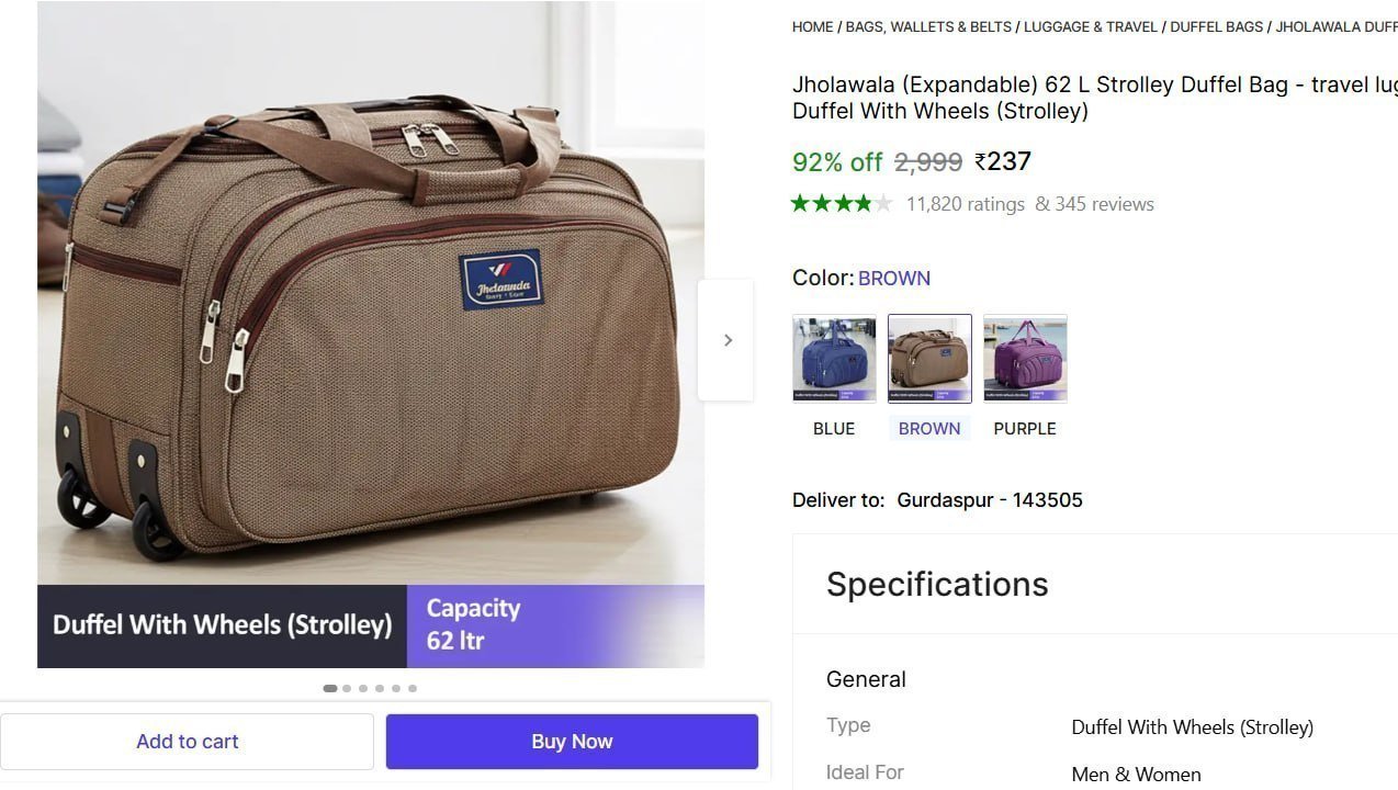 (expandable) 62 L Strolley Duffel Bag 237