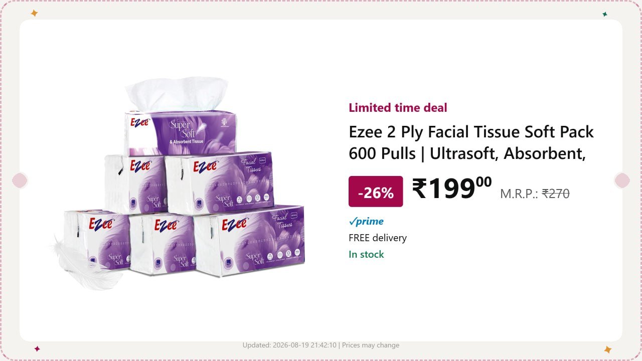 Ezee 2 Ply Facial Tissue Soft Pack 600 Pulls 