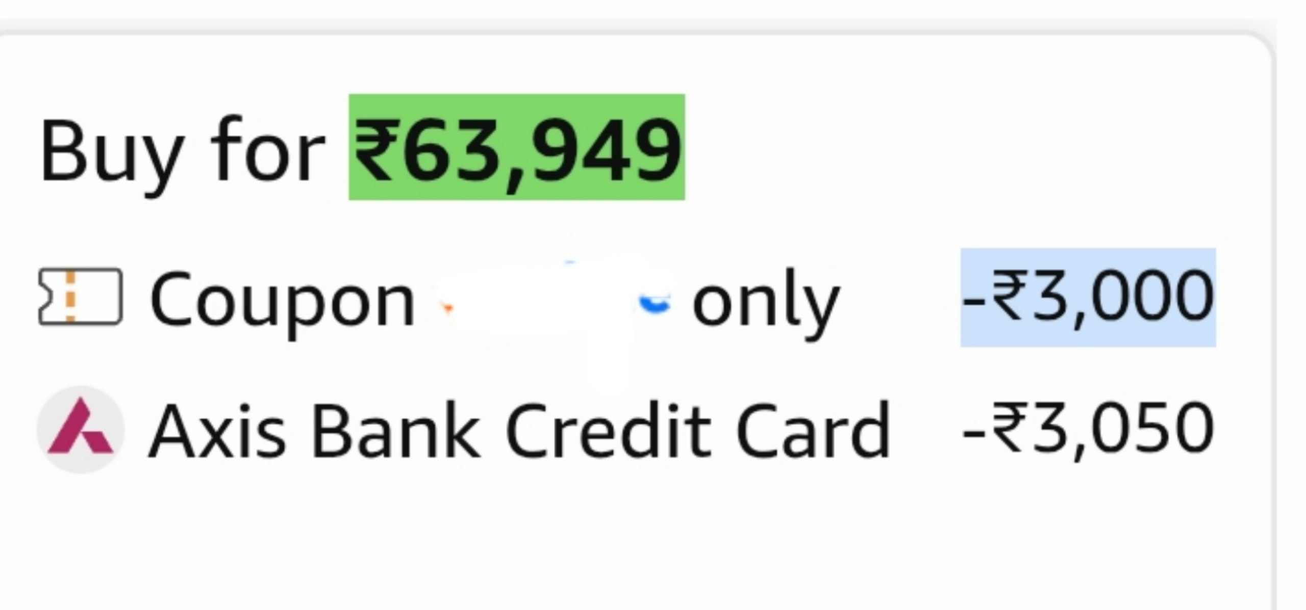 Faaaast 63 9493k Coupon3050 With Axis Bank Cc