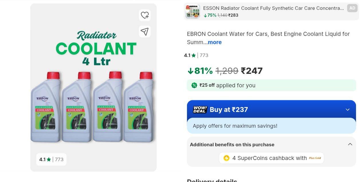 Fast Best Engine Coolant Liquid For Car Bike 