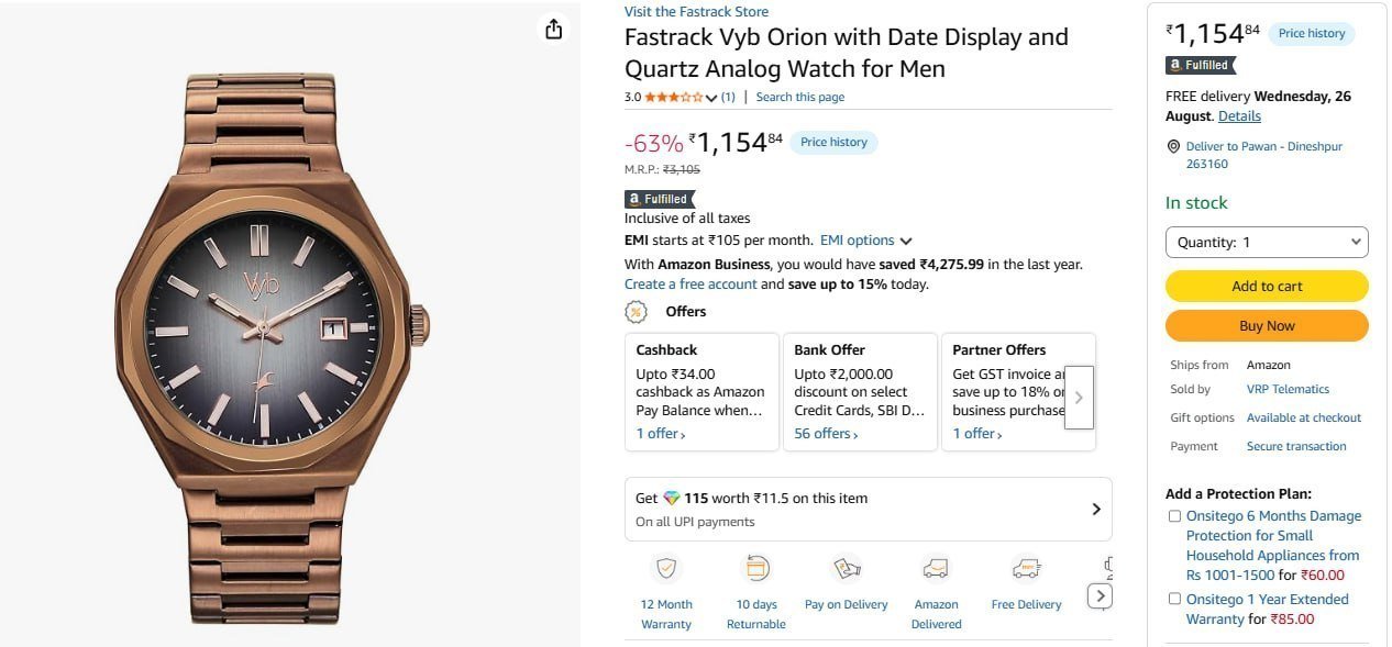 Fastrack Analog Watch For Men 1154 Regular 21
