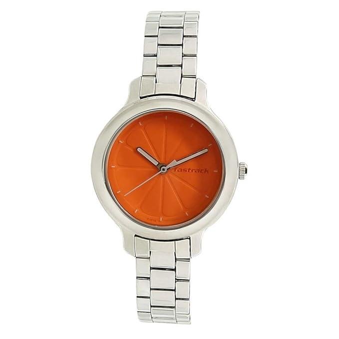Fastrack Quartz Analog Orange Dial Stainless Steel