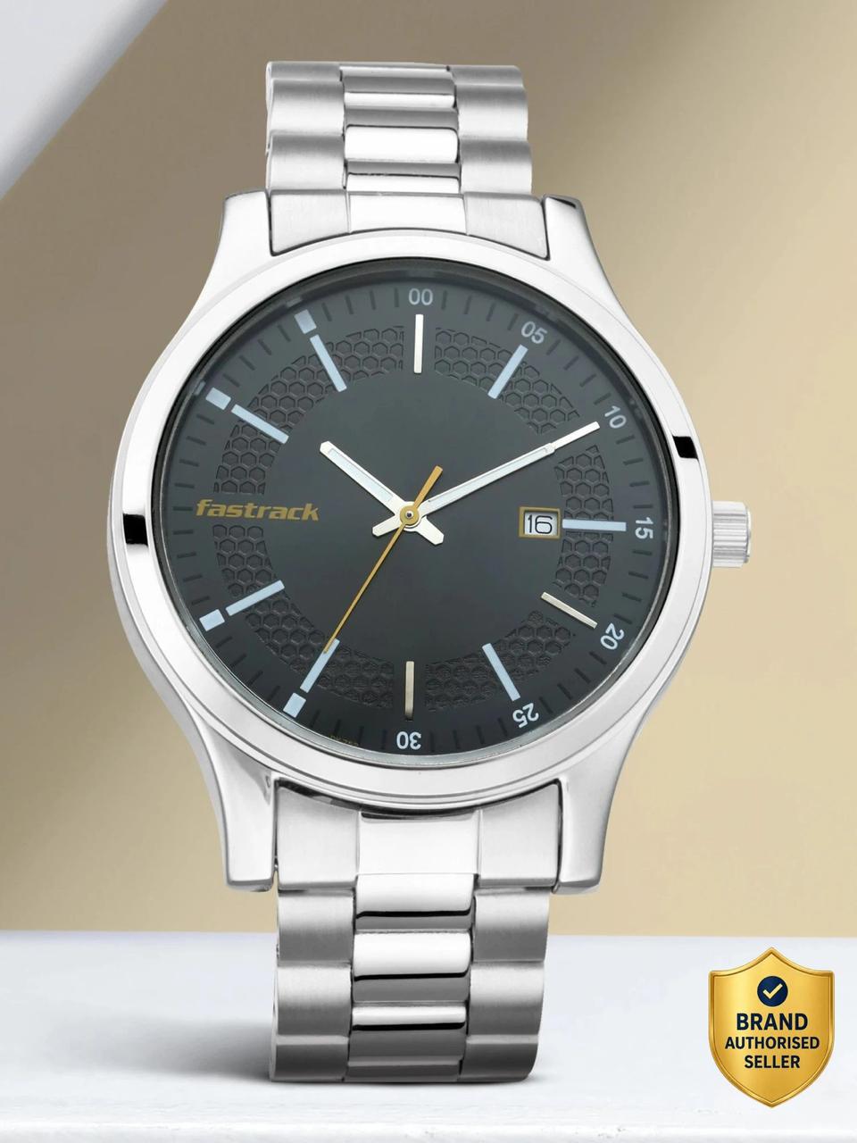 Fastrack With Date Black Dial Silver Stainles