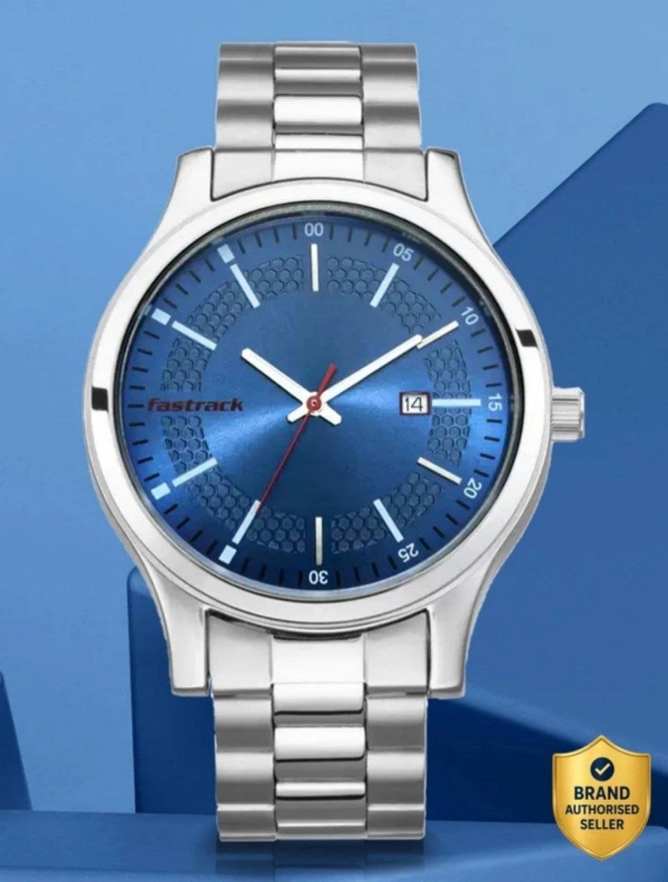 Fastrack With Date Blue Dial Silver Stainless