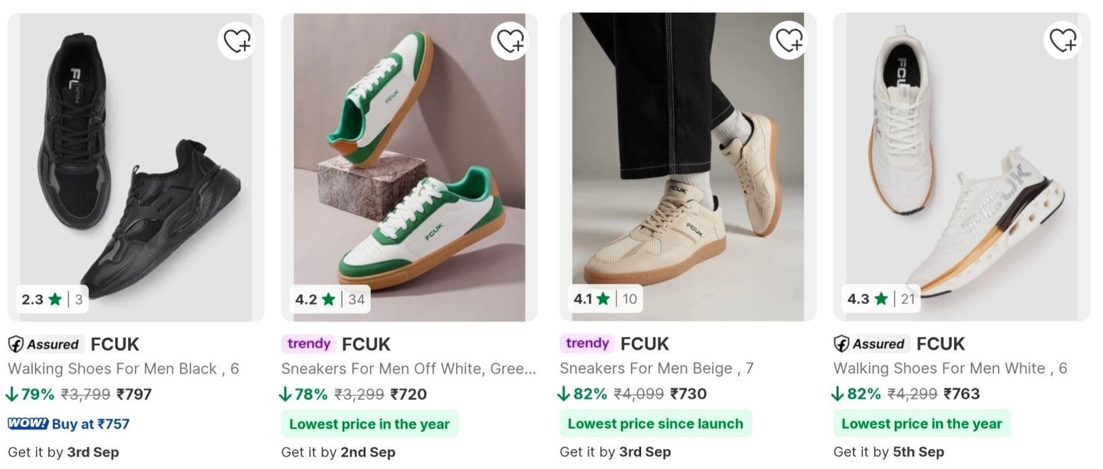 Fcuk Sneakers From 720 Lowest