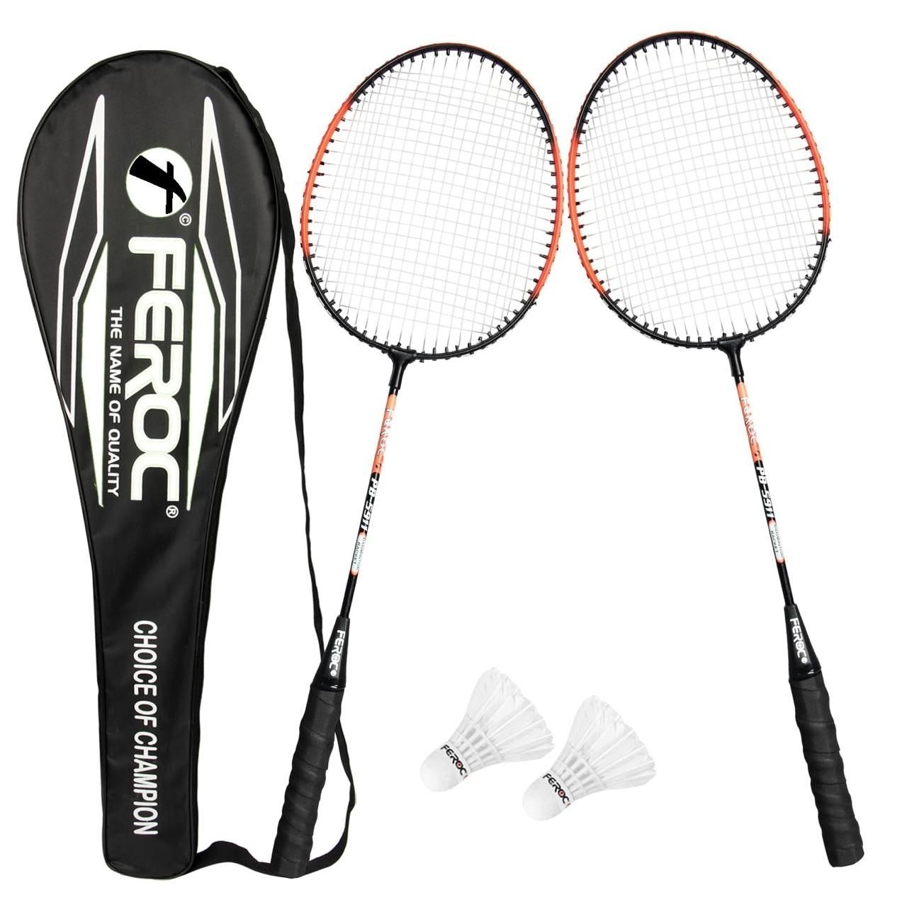 Feroc 2 Pieces Aluminium Badminton Racket Wit