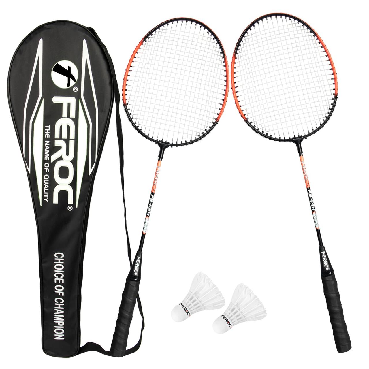 Feroc 2 Pieces Aluminium Badminton Racket Wit