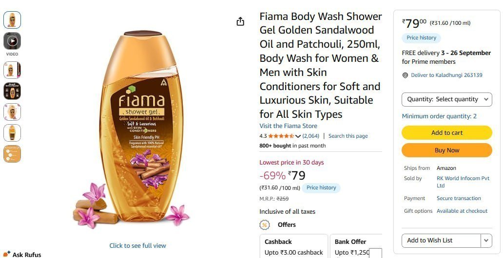 Fiama Body Wash 250ml 79 Min 2 Buy