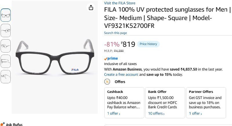 Fila 100 Uv Protected Sunglasses For Men 819