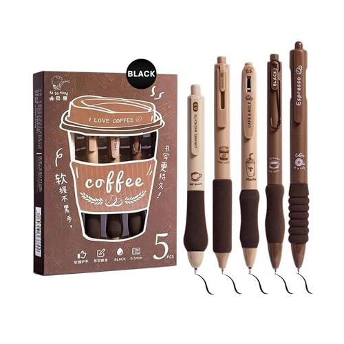 Finemoe Set Of 5 Coffee Theme Gel Pens For Wr