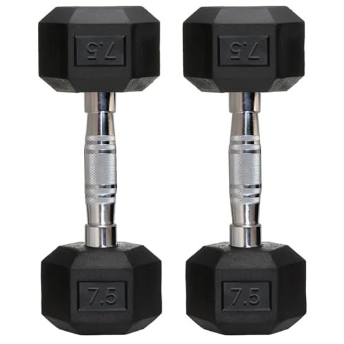 Fitrxx Rubber Coated Hexa Dumbbell Set (7 5 Kg Pai