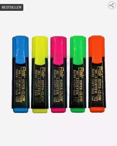 Flair Pens Pack Of 5 Flair Glow Lighter 100 P