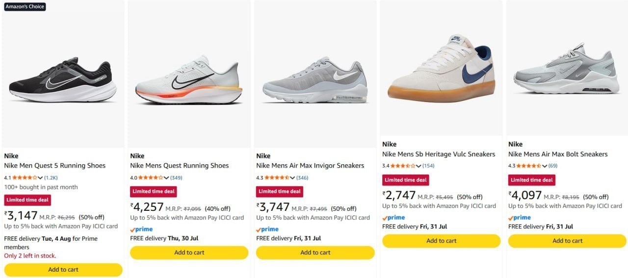 Flat 50 On Nike Shoes Men Women