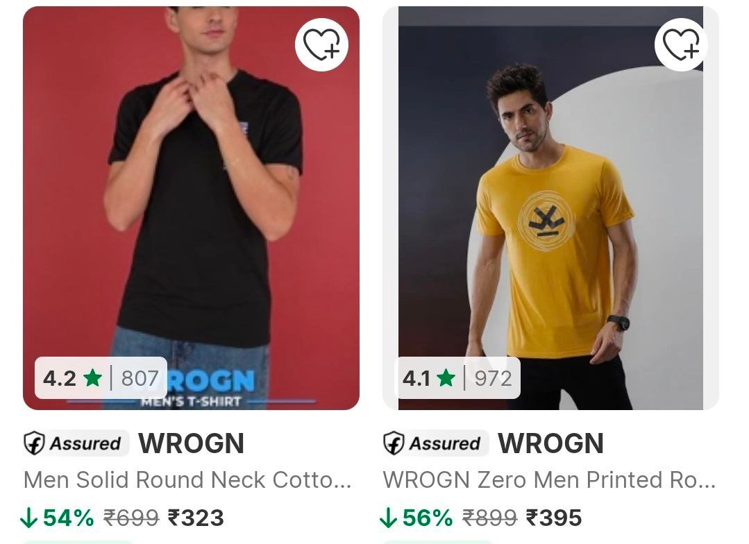 Flipkart 60 - Wrogn Men S T Shirtsstarting Rs 323