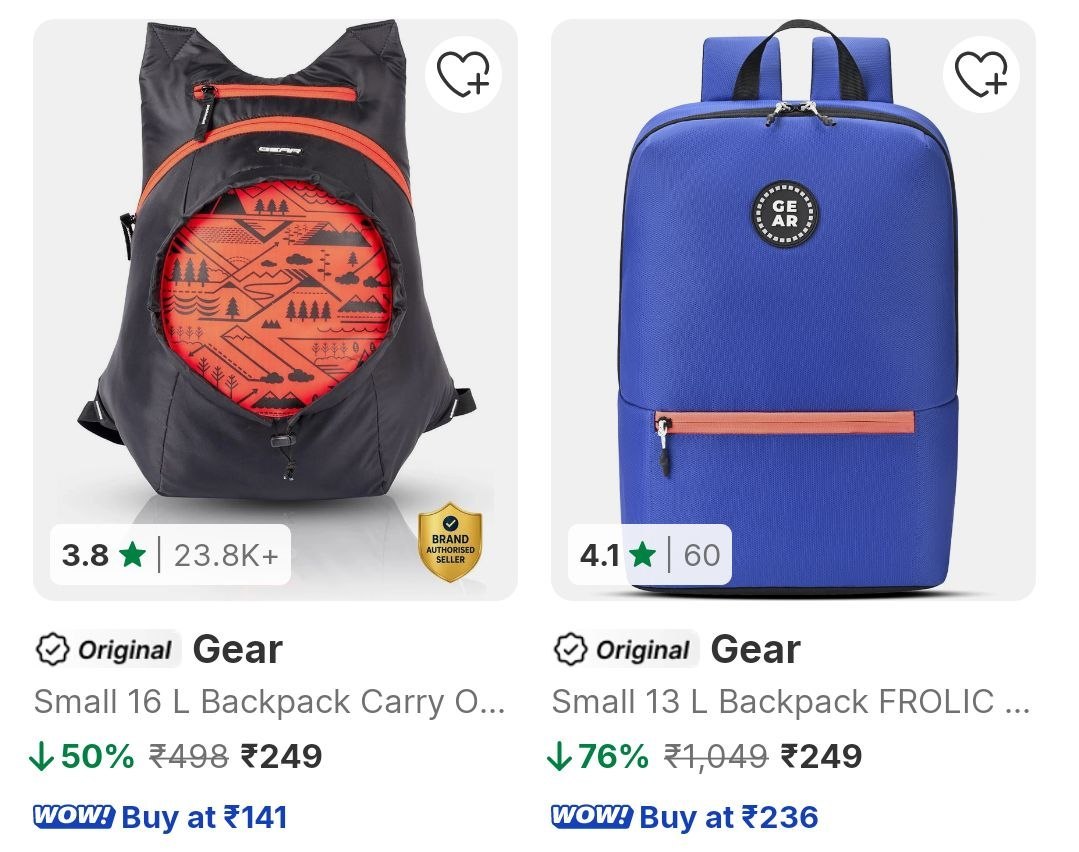 Flipkart 76 - Gear Bags Starting From Rs 249
