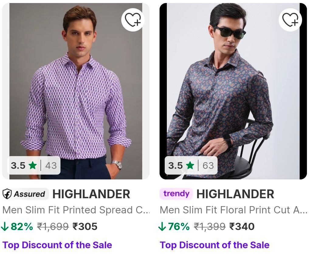 Flipkart 82 Highlander Shirts