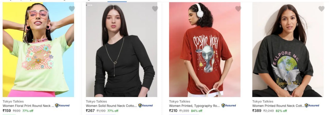 Flipkart 84 - Tokyo Talkies Women S T Shirts