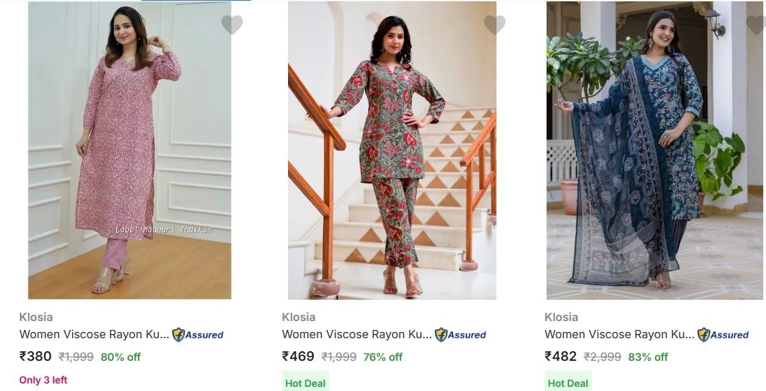 Flipkart 85 - Klosia Women S Ethnic Sets