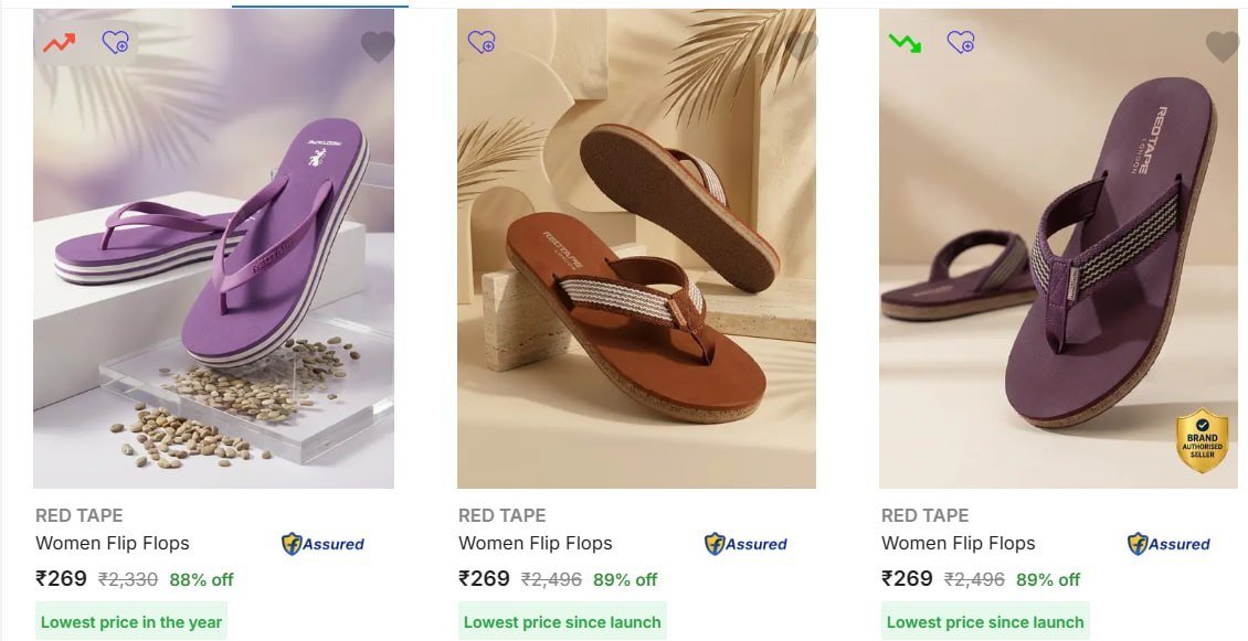 Flipkart 85 On Red Tape Flip Flopswomen Men