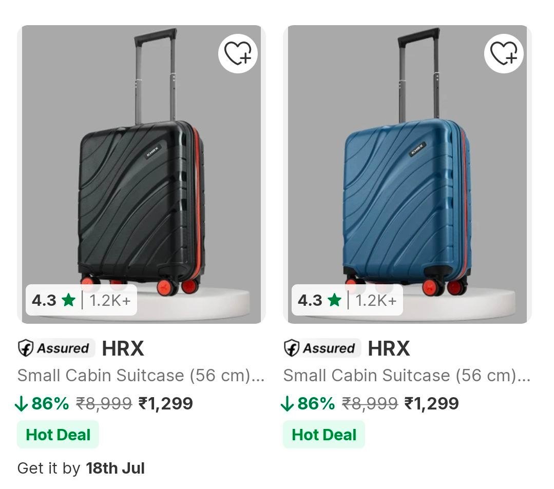 Flipkart 86 On Hrx Luggage Small Medium Large