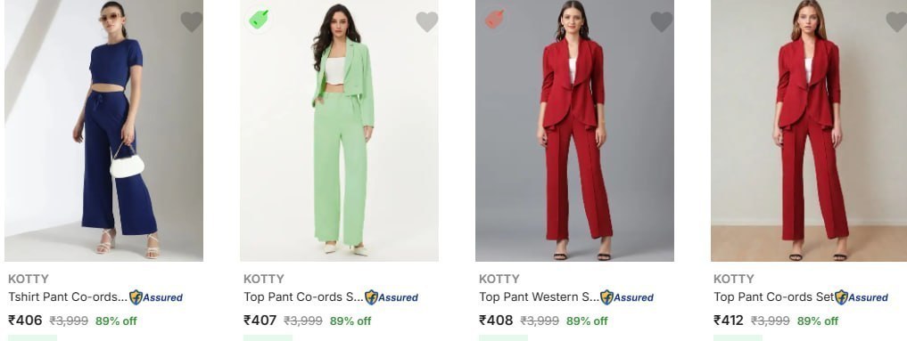Flipkart 89 - Kotty Co-ords Pant Shirt Setstarting Rs 406
