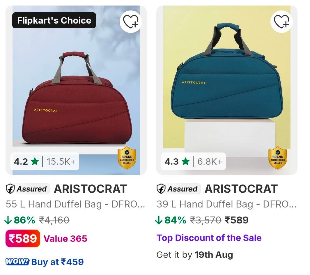 Flipkart Aristocrat Duffel Bags 589