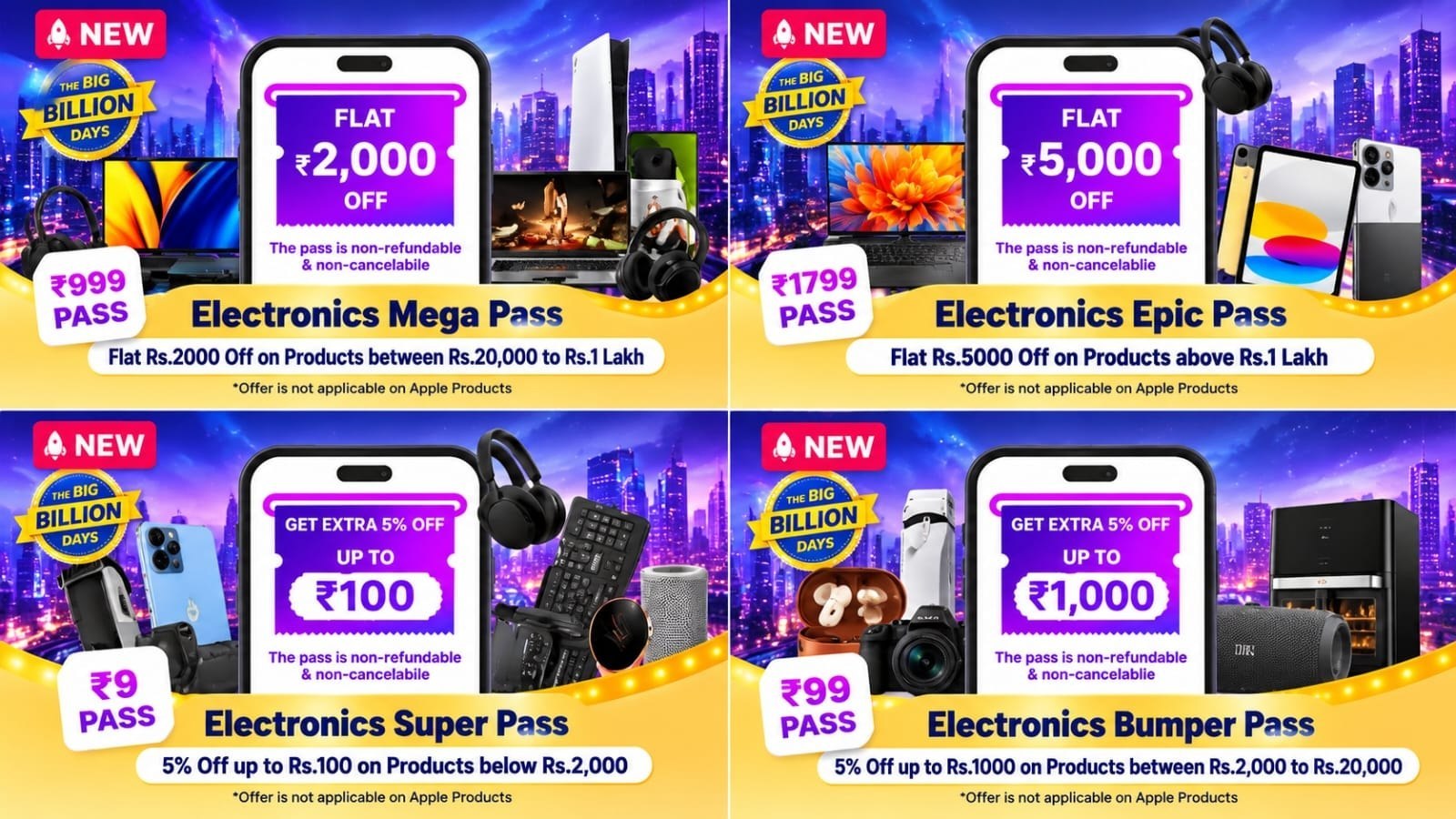 Flipkart Bbd Get 5000 On Electronics Buy Pass