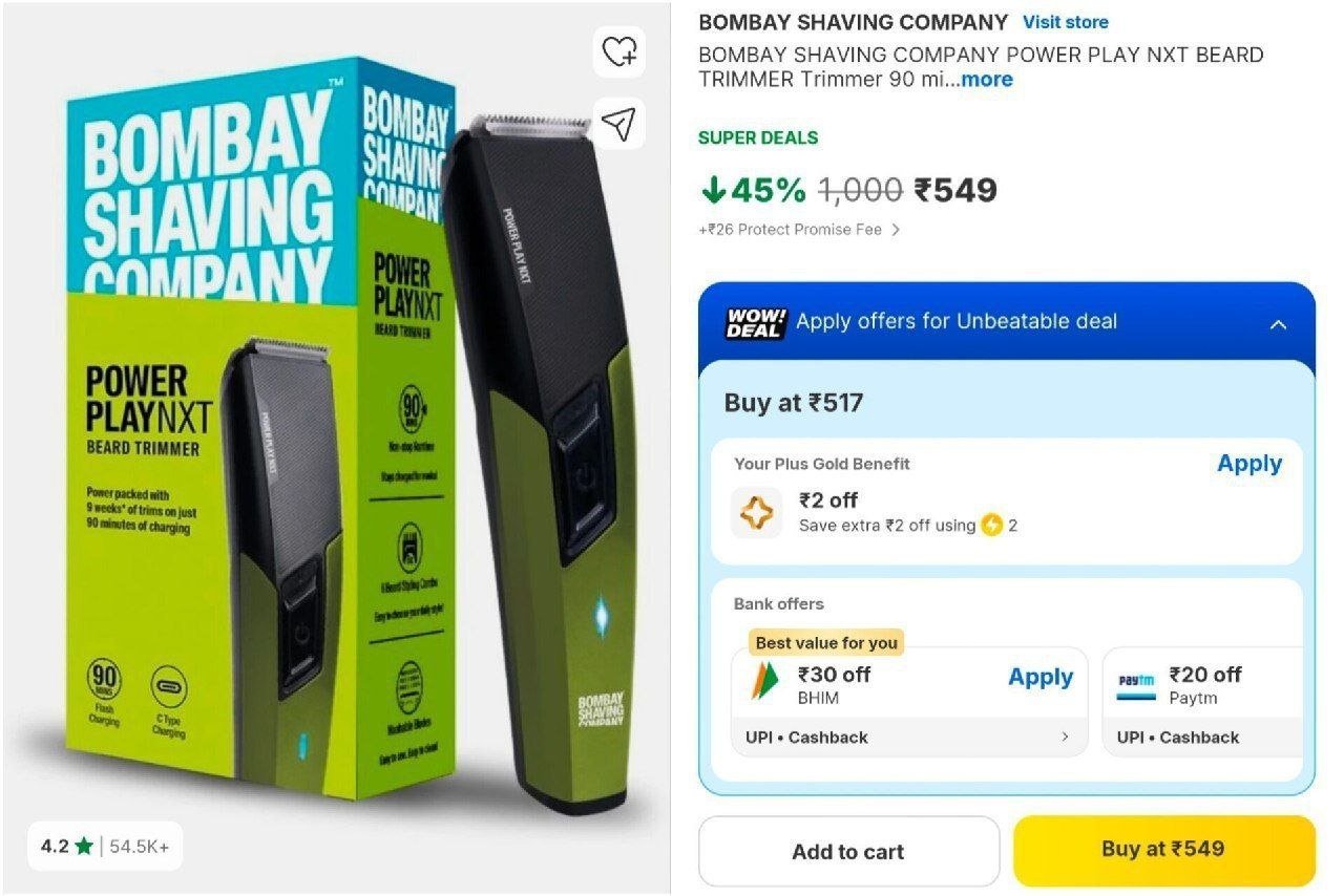 Flipkart Bombay Shaving Trimmer At 549